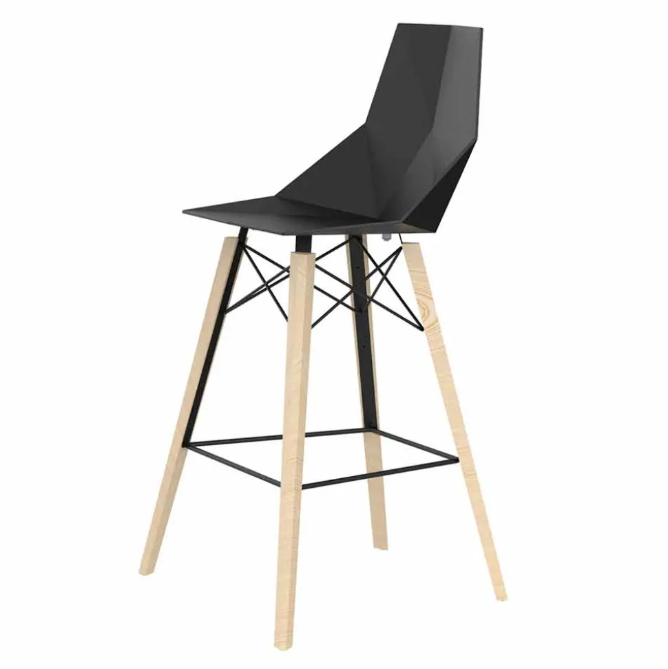 Sgabello da Bar per Interni in Legno e Plastica Vari Colori - Faz Wood by Vondom