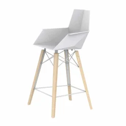 Sgabello da Cucina con Braccioli in Legno e Plastica - Faz Wood by Vondom