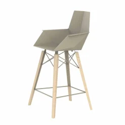 Sgabello da Cucina con Braccioli in Legno e Plastica - Faz Wood by Vondom