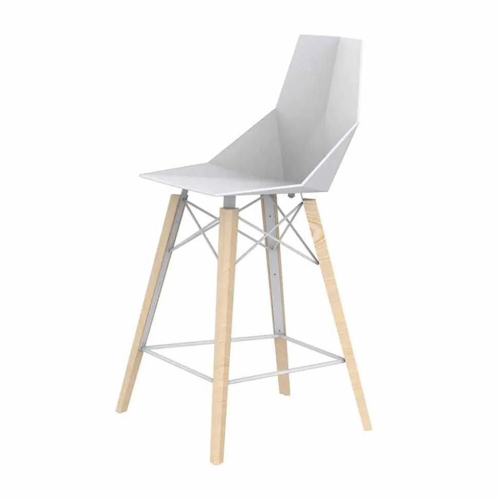 Sgabello da Cucina Design in Legno e Plastica Vari Colori - Faz Wood by Vondom