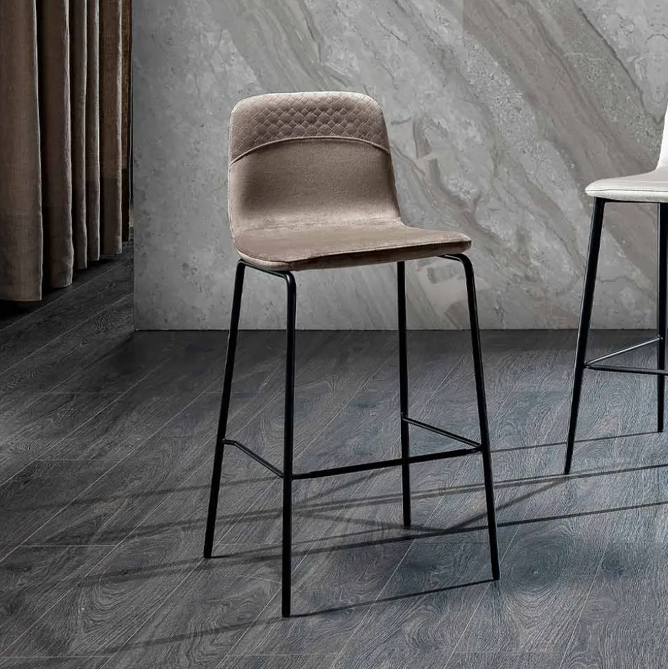 Sgabello da Cucina in Velluto Colorato Design Moderno e Elegante - Bizet