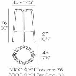 Sgabello da esterno Brooklyn by Vondom in polipropilene, H 76 cm, 4 pezzi