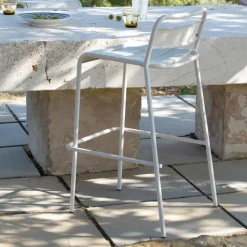 Sgabello da Esterno Impilabile in Metallo Zincato Made in Italy - Amina