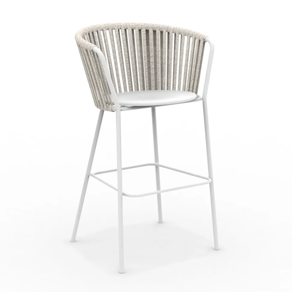 Sgabello da Giardino in Acciaio Inox e Schienale in Corda - Luxura