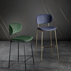 Sgabello da Pranzo in Tessuto di 2 Diverse Finiture Made in Italy - Sanemi