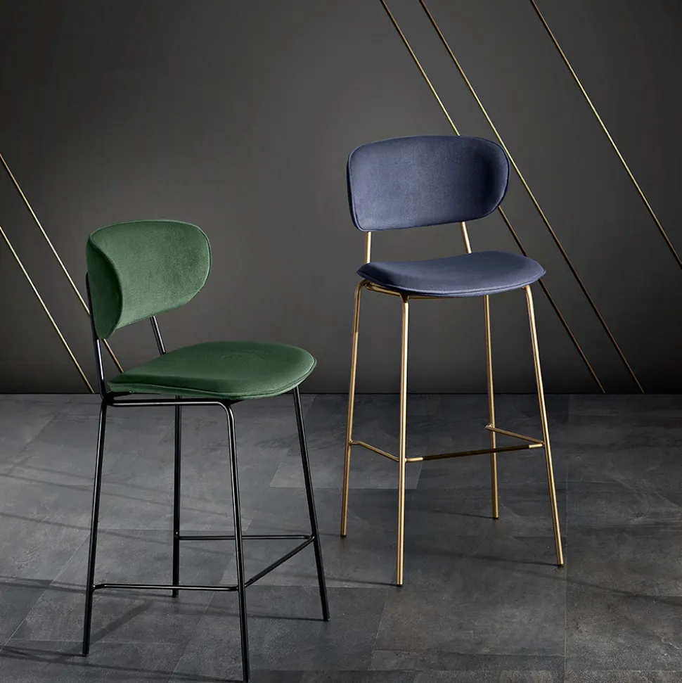 Sgabello da Pranzo in Tessuto di 2 Diverse Finiture Made in Italy - Sanemi