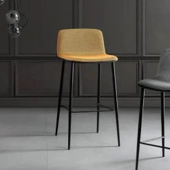 Sgabello da Pranzo in Tessuto Vulcano e Gambe in Metallo Made in Italy - Amane