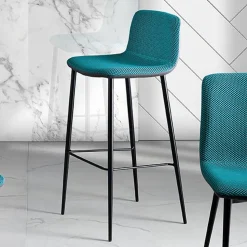 Sgabello da Pranzo in Tessuto Vulcano e Gambe in Metallo Made in Italy - Amane