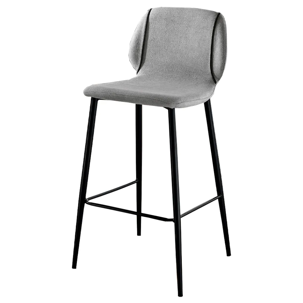 Sgabello da Salotto Design in Tessuto con Bordino e Metallo Antracite - Scarat