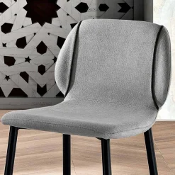 Sgabello da Salotto Design in Tessuto con Bordino e Metallo Antracite - Scarat