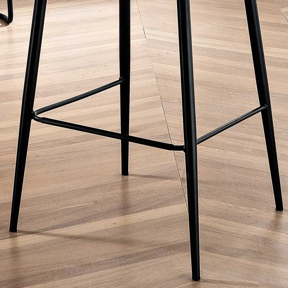 Sgabello da Salotto Design in Tessuto con Bordino e Metallo Antracite - Scarat
