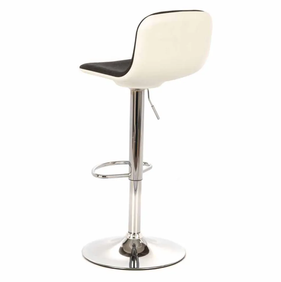 Sgabello Design con Alzata a Gas in Tessuto e Metallo Cromato, 2 Pezzi - Cromo