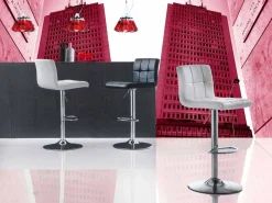 Sgabello Design Moderno Alzabile, Sedile in Ecopelle - Delfina