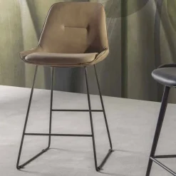 Sgabello Design Moderno in Ecopelle con Base a Slitta - Ines
