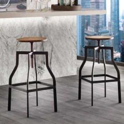Sgabello design moderno in metallo e legno regolabile Livorno