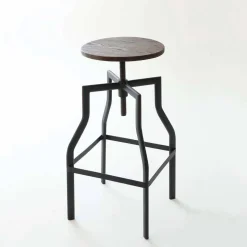 Sgabello design moderno in metallo e legno regolabile Livorno