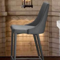 Sgabello di Design con Schienale Alto in Ecopelle - Berenice