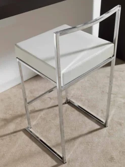 Sgabello Fisso in Ecopelle, Design Moderno H 65 cm- Alina