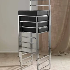 Sgabello Fisso in Ecopelle, Design Moderno H 65 cm- Alina