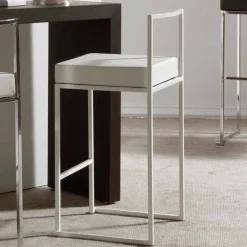 Sgabello Fisso in Ecopelle, Design Moderno H 65 cm- Alina
