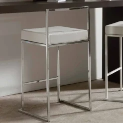 Sgabello Fisso in Ecopelle, Design Moderno H 65 cm- Alina