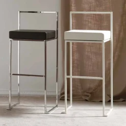 Sgabello Fisso in Ecopelle, Design Moderno H 65 cm- Alina