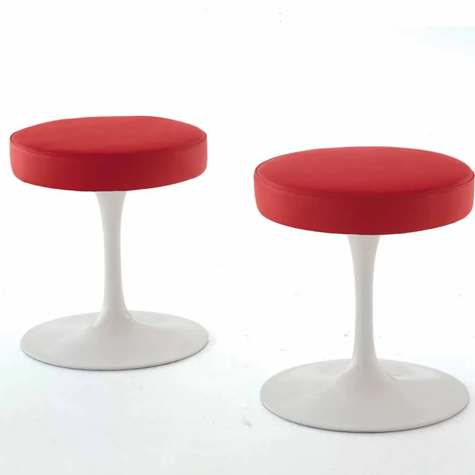 Sgabello Girevole in Alluminio Laccato con Seduta in Pelle Made in Italy - Dacia