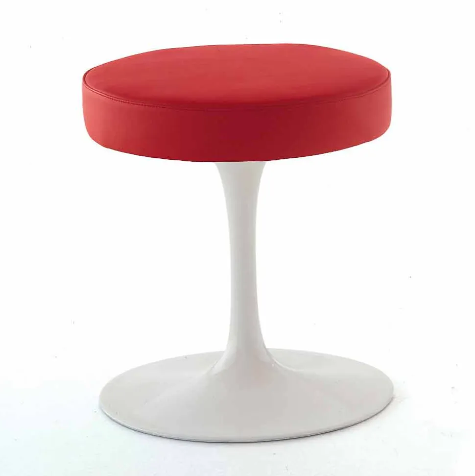 Sgabello Girevole in Alluminio Laccato con Seduta in Pelle Made in Italy - Dacia
