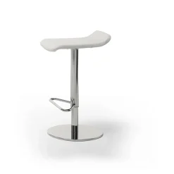 Sgabello in Ecopelle, Pelle o Cuoio, Struttura in Acciaio e Legno - Modello Peck