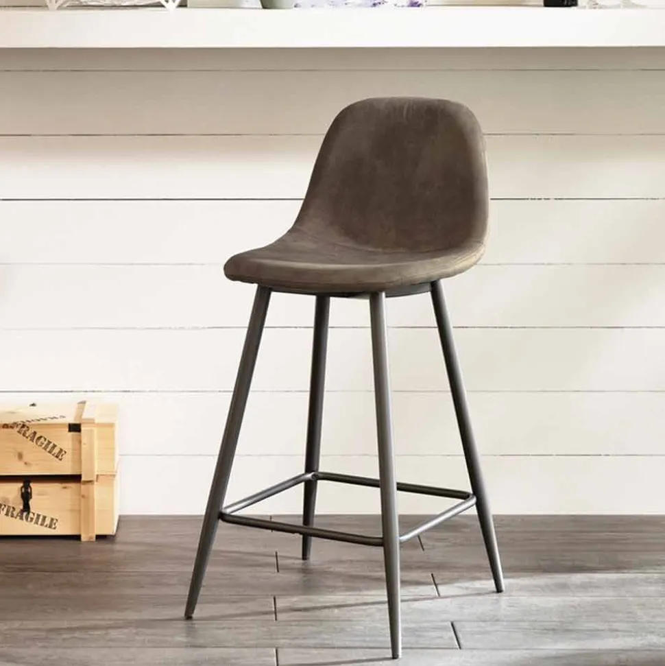 Sgabello in similpelle e metallo design moderno - Gino