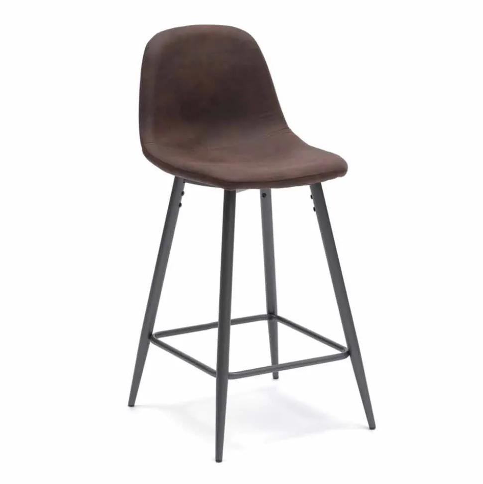Sgabello in similpelle e metallo design moderno - Gino