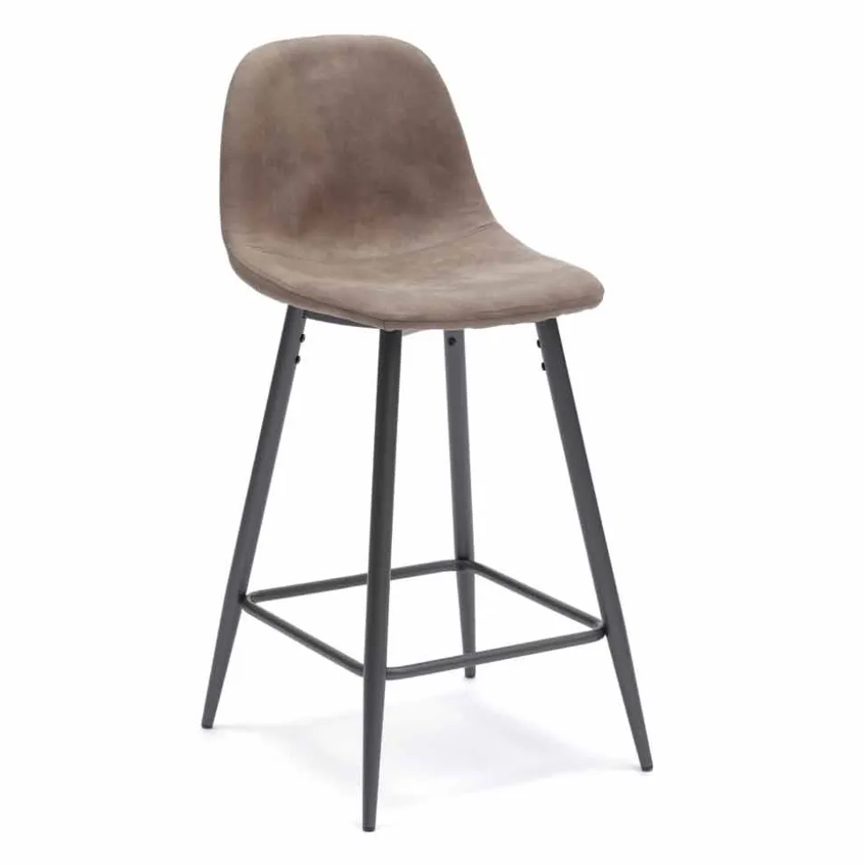 Sgabello in similpelle e metallo design moderno - Gino