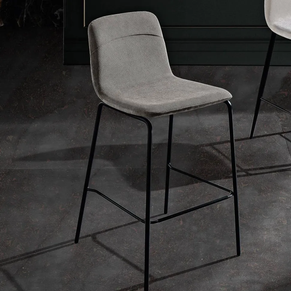 Sgabello in Tessuto Colorato e Metallo Moderno Made in Italy - Nautilus
