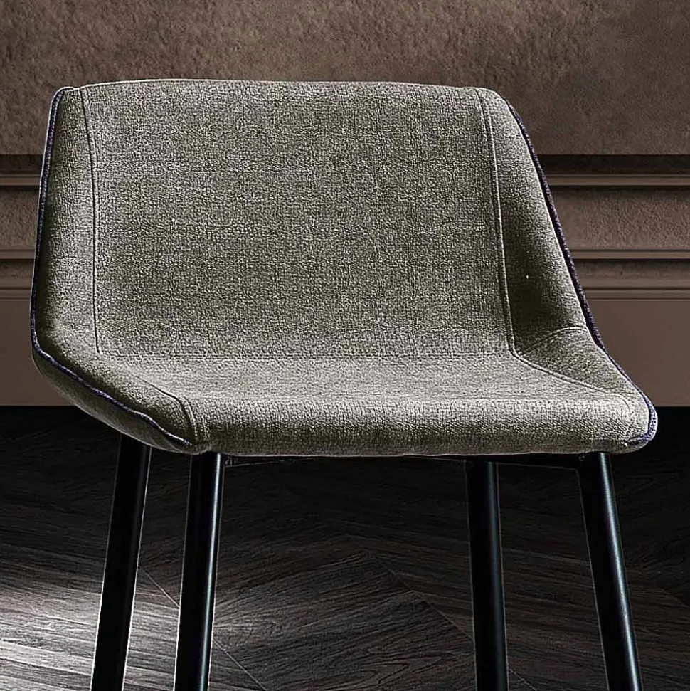 Sgabello in Tessuto e Metallo Antracite Design Made in Italy- Marianet