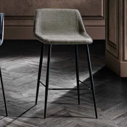 Sgabello in Tessuto e Metallo Antracite Design Made in Italy- Marianet