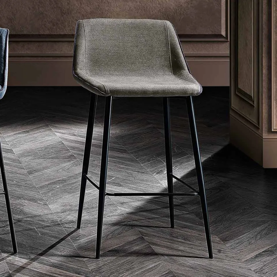 Sgabello in Tessuto e Metallo Antracite Design Made in Italy- Marianet