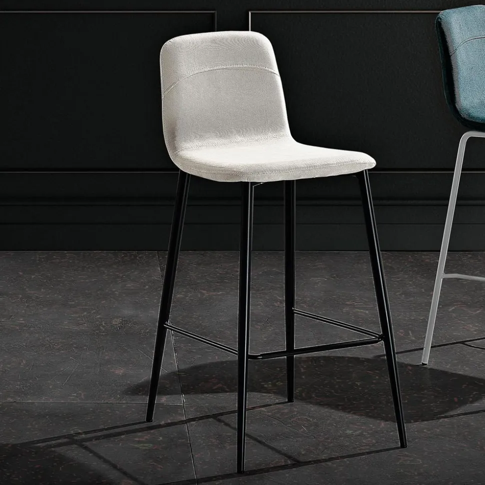 Sgabello in Tessuto e Metallo Antracite Design Made in Italy- Nautilus