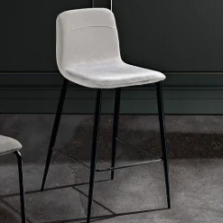 Sgabello in Tessuto e Metallo Antracite Design Made in Italy- Nautilus