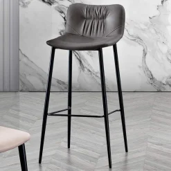 Sgabello in Tessuto Fibrato Effetto Pelle e in Metallo Made in Italy - Gohan