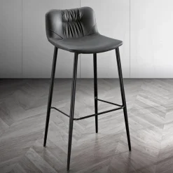 Sgabello in Tessuto Fibrato Effetto Pelle e in Metallo Made in Italy - Gohan