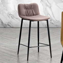 Sgabello in Tessuto Fibrato Effetto Pelle e in Metallo Made in Italy - Gohan