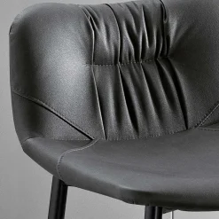 Sgabello in Tessuto Fibrato Effetto Pelle e in Metallo Made in Italy - Gohan