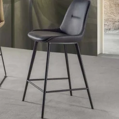 Sgabello Moderno H 80 cm, Seduta in Ecopelle Nabuk - Ines