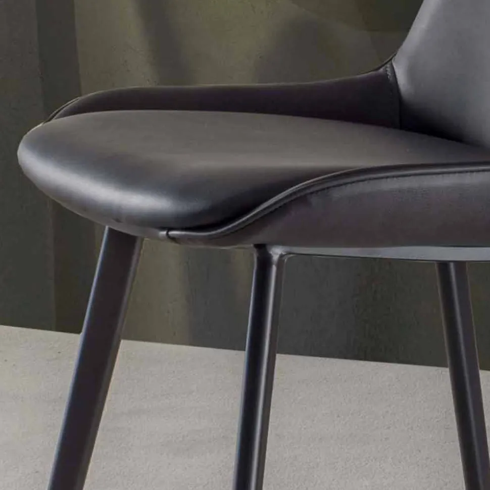 Sgabello Moderno H 80 cm, Seduta in Ecopelle Nabuk - Ines