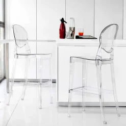 Sgabello moderno in policarbonato trasparente elegante Bosa