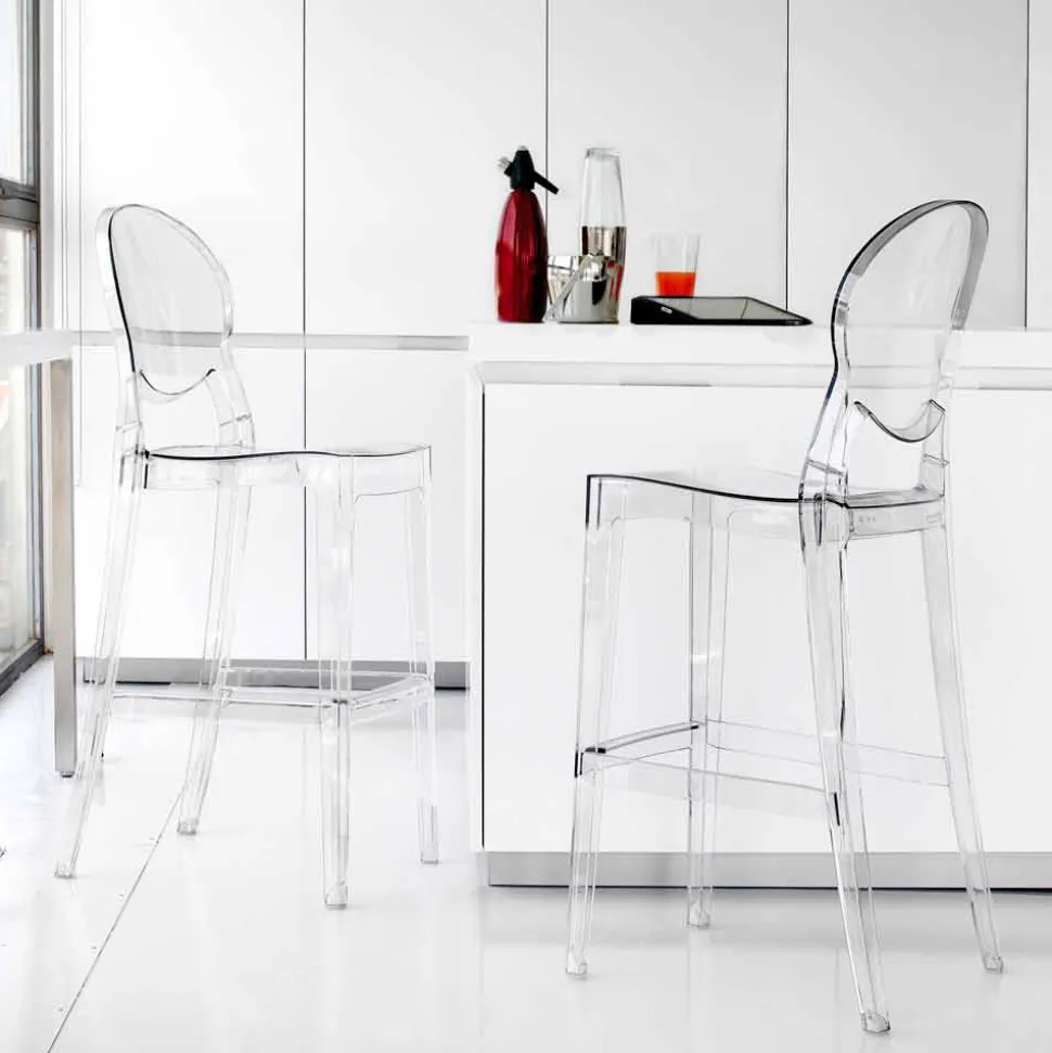 Sgabello moderno in policarbonato trasparente elegante Bosa