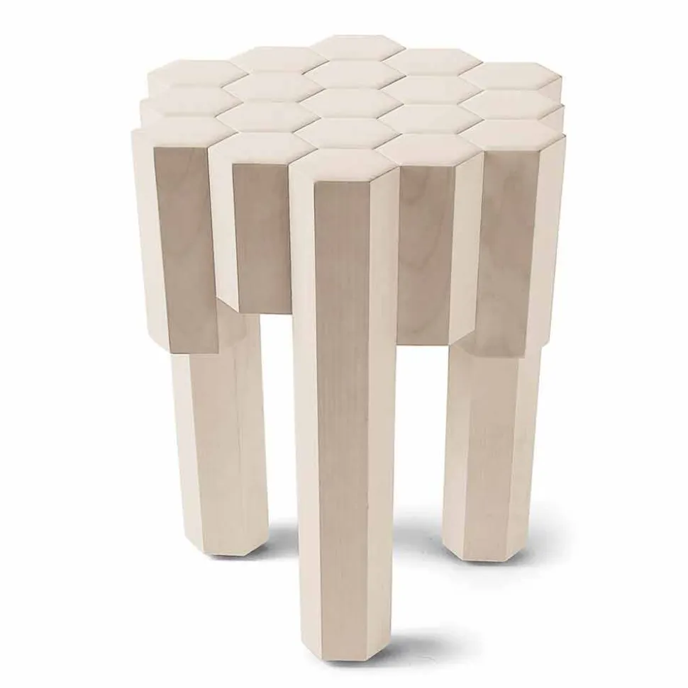 Sgabello/tavolino in legno massello di design, L38xP38 cm, Begga