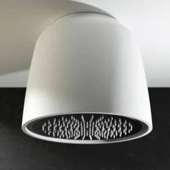 Soffione doccia a soffitto tondo di design in Luxolid made Italy, Ruda