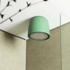 Soffione doccia a soffitto tondo di design in Luxolid made Italy, Ruda