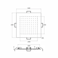 Soffione Doccia Quadrato da Soffitto in Acciaio Made in Italy - Amido
